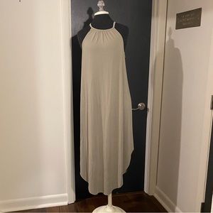 💜 Olive Green Halter Neckline Midi Dress with Tulip Hem